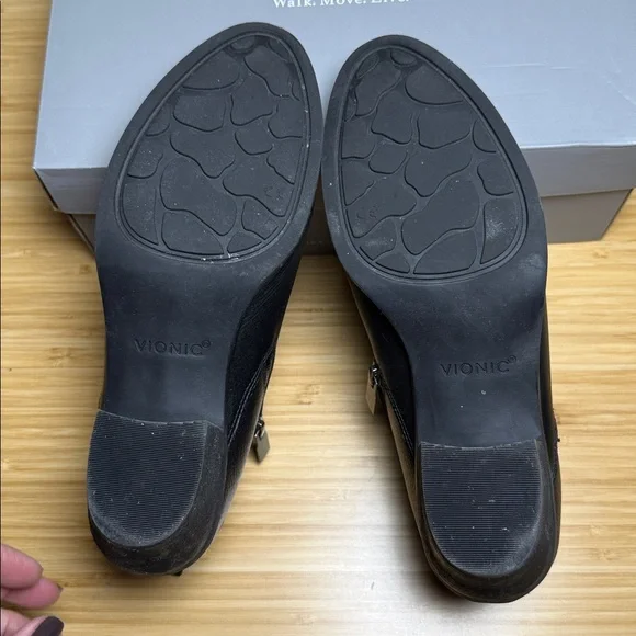 Vionic Black Leather double Side-Zip Booties - Picture 10 of 10